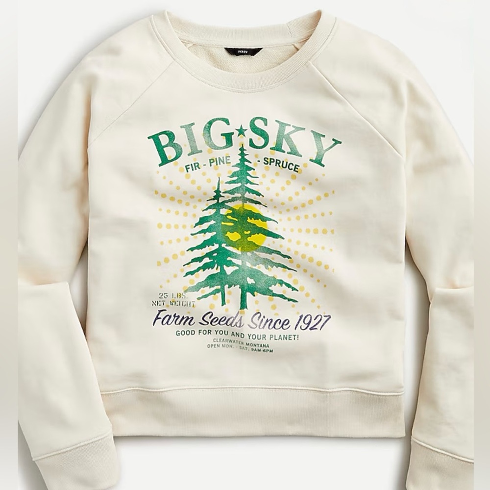 J. Crew Big Sky Pine Sweatshirt EUC
